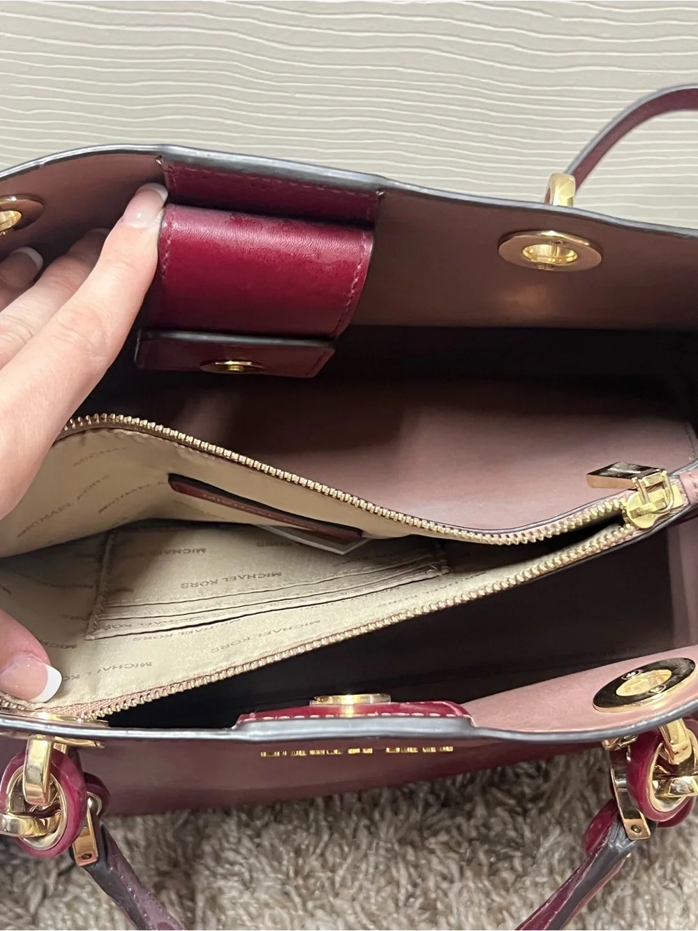 Michael Kors Wine Red Tote with Matching Wallet